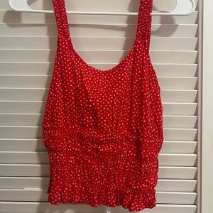 LA Hearts Red with White Floral Design with Open Back